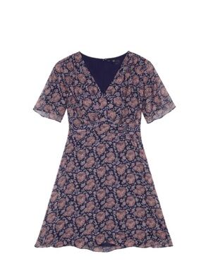 Madewell Navy and Pink Floral Mini Dress